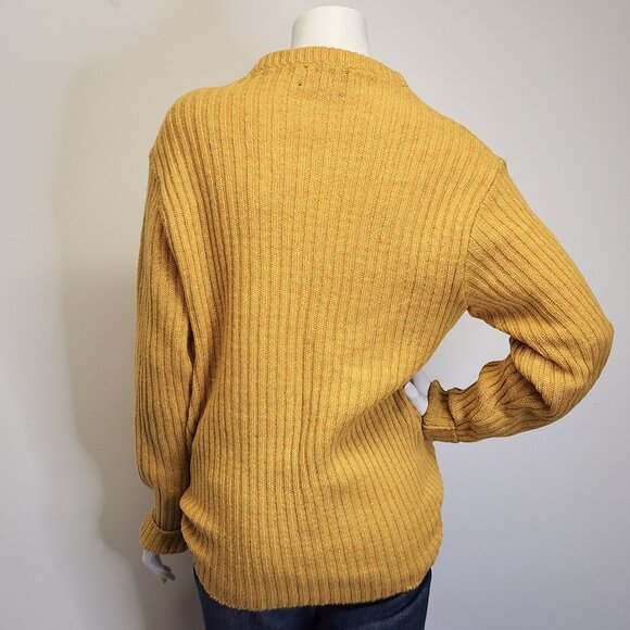 Vtg 60s/70s GRUBB STUFF Robert Bruce Mustard Yellow Wool Rib Sweater Womens L/14 - Picture 4 of 8